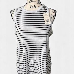 A New Day White and Black Striped Rib Racer Shift Dress